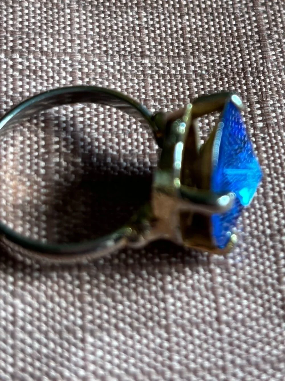 Vintage 1960s Oversized Blue Rhinestone Prong Set Statement Ring